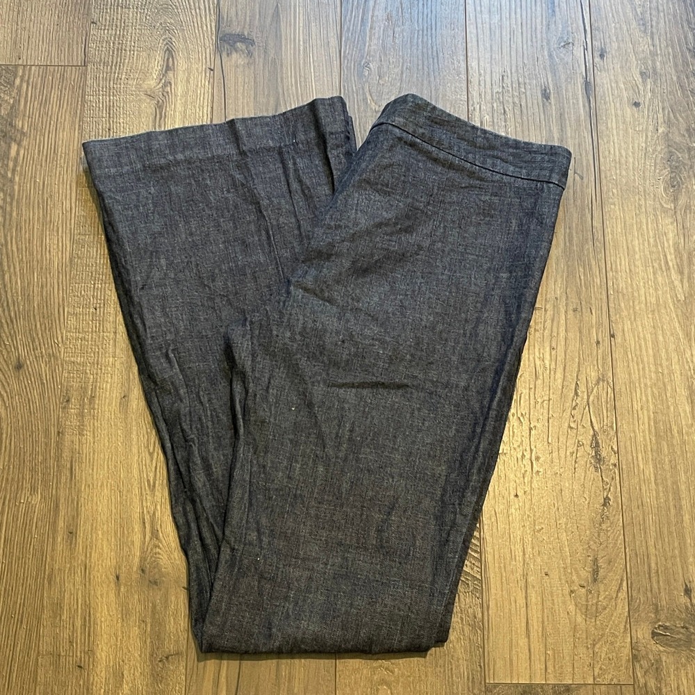 Theory Womens Dark Wash Wide Leg Flare Denim Trouser Pants Size 8 Made in USA
